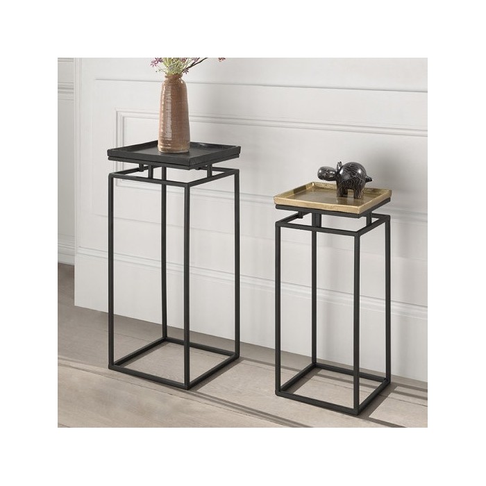 Table gigogne carrée 2 pièces en métal style industriel collection CARO