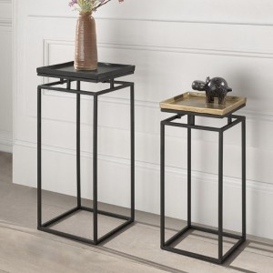 Table gigogne carrée 2 pièces en métal style industriel collection CARO