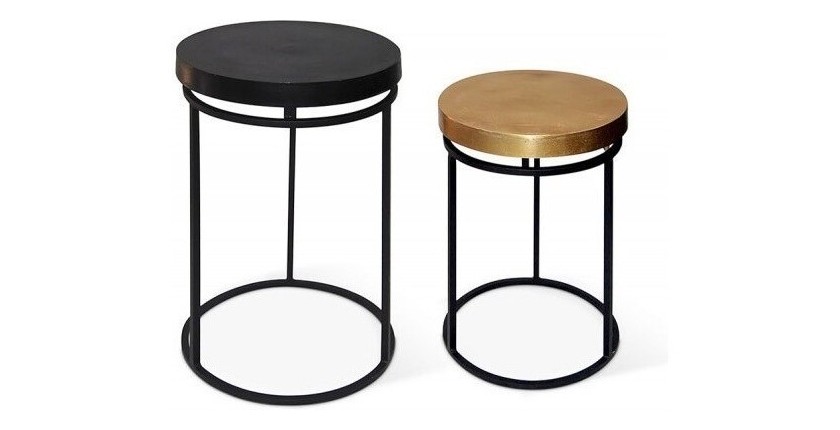 Table gigogne ronde 2 pièces en métal style industriel collection CARMEN