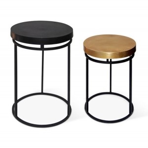 Table gigogne ronde 2 pièces en métal style industriel collection CARMEN