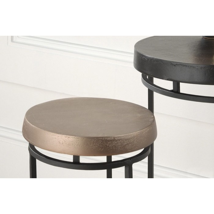 Table gigogne ronde 2 pièces en métal style industriel collection CARMEN