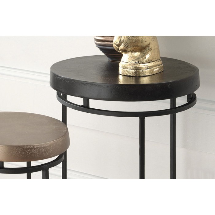 Table gigogne ronde 2 pièces en métal style industriel collection CARMEN