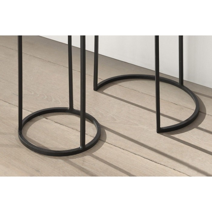 Table gigogne ronde 2 pièces en métal style industriel collection CARMEN