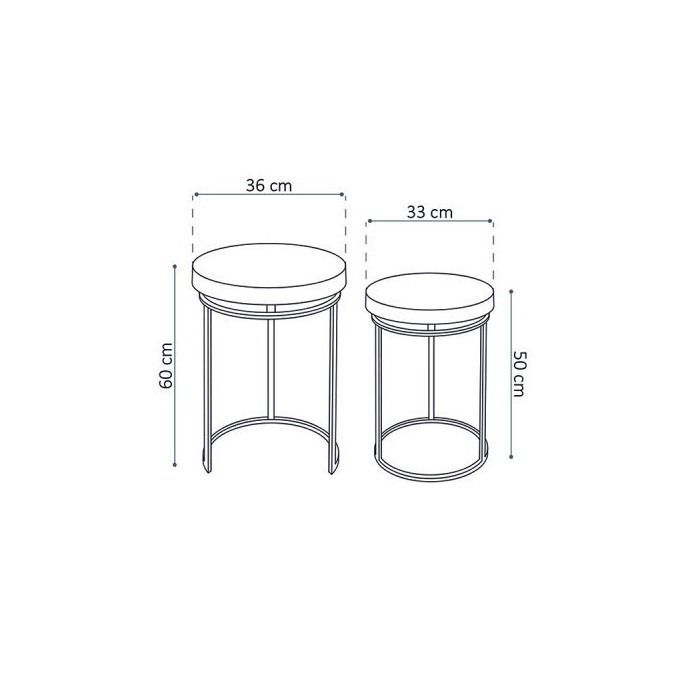 Table gigogne ronde 2 pièces en métal style industriel collection CARMEN