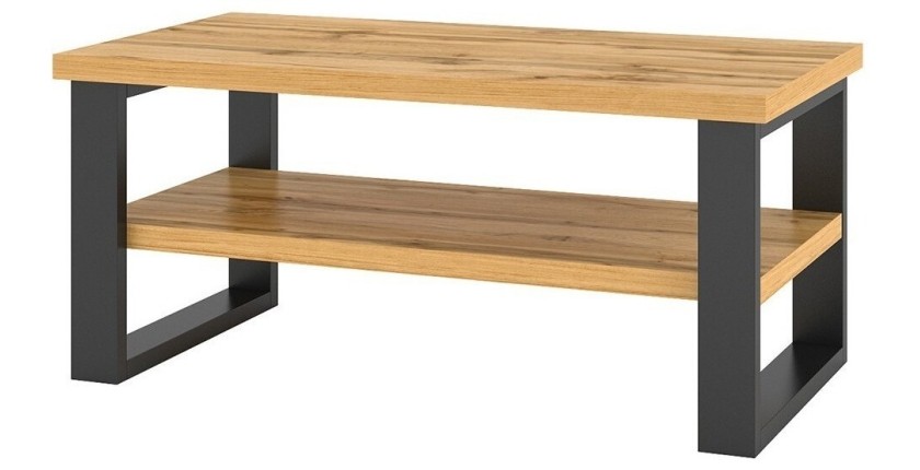 Table basse design collection MILO coloris chêne. Meuble idéal pour votre salon.