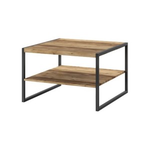 Table basse carrée style industriel collection ZOLA. Coloris épicéa et noir.