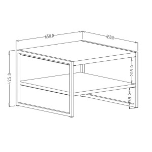 Table basse carrée style industriel collection ZOLA. Coloris épicéa et noir.