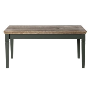Table basse rectangulaire collection ASSIA. Coloris vert et chêne.