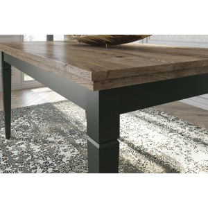 Table basse rectangulaire collection ASSIA. Coloris vert et chêne.