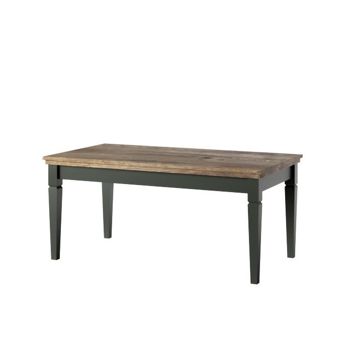 Table basse rectangulaire collection ASSIA. Coloris vert et chêne.