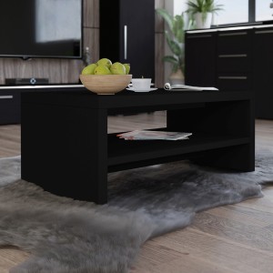 Table basse 110x60 collection RIO. Meuble design coloris noir mat.