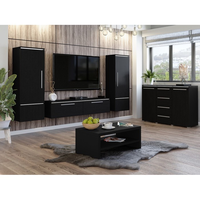 Table basse 110x60 collection RIO. Meuble design coloris noir mat.