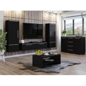 Table basse 110x60 collection RIO. Meuble design coloris noir mat.