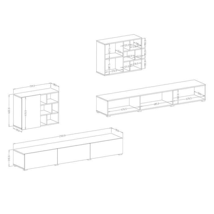 Composition de meubles design pour salon effet ardoise collection NARVA.