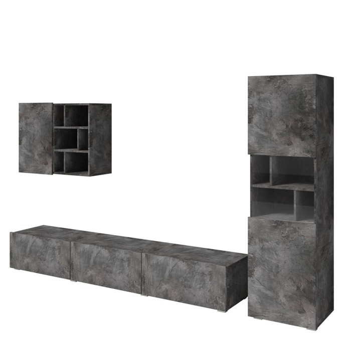 Composition de 3 meubles design pour salon effet ardoise collection NARVA.