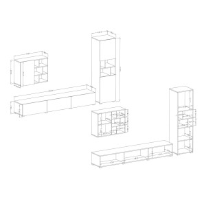 Composition de 3 meubles design pour salon effet ardoise collection NARVA.