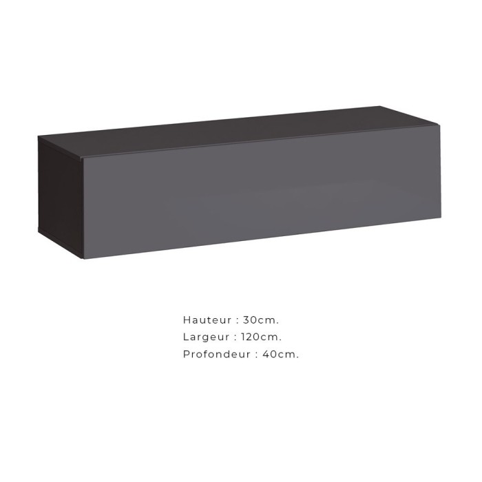 Ensemble meuble salon SWITCH II design, coloris gris brillant.