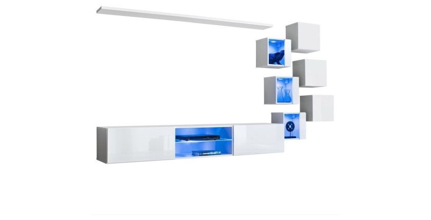 Ensemble meubles de salon SWITCH XXI design, coloris blanc brillant.