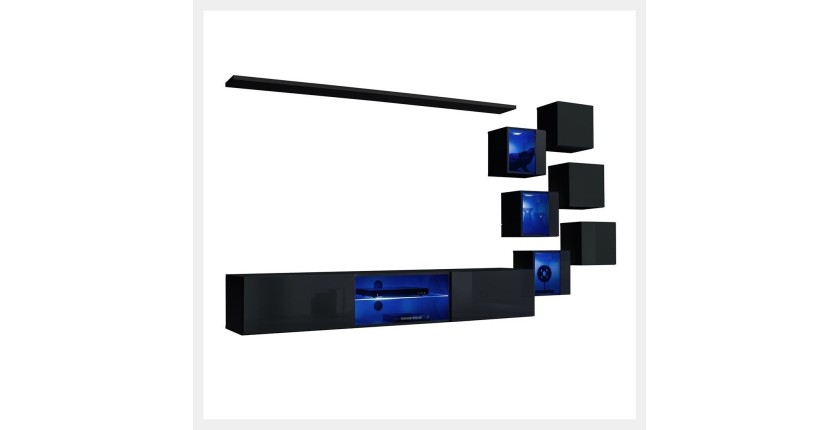 Ensemble meubles de salon SWITCH XXI design, coloris noir brillant.