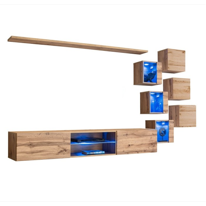 Ensemble meubles de salon SWITCH XXI design, coloris chêne.