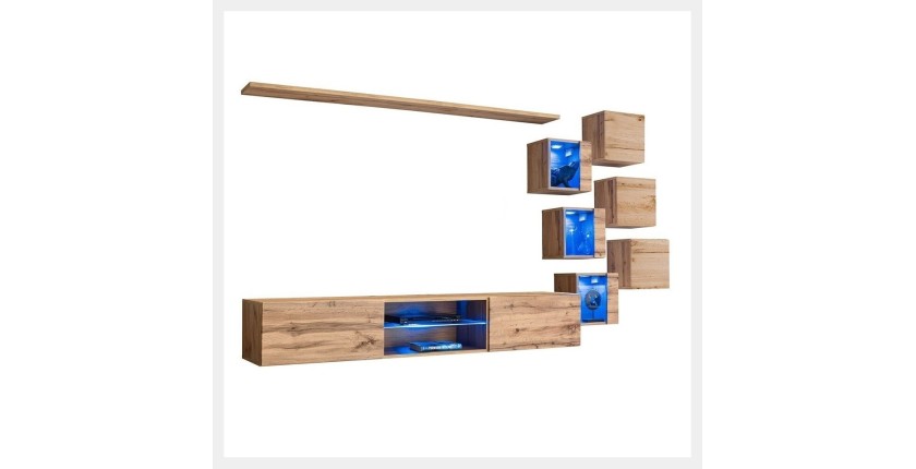 Ensemble meubles de salon SWITCH XXI design, coloris chêne.