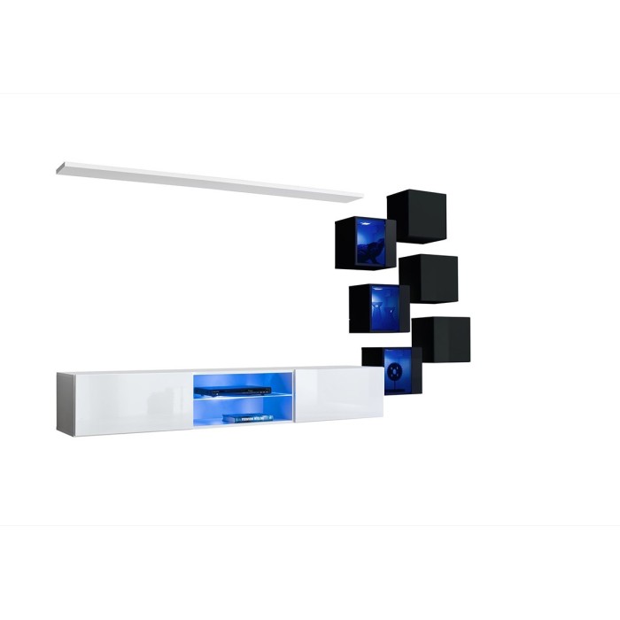 Ensemble meubles de salon SWITCH XXI design, coloris blanc et noir.