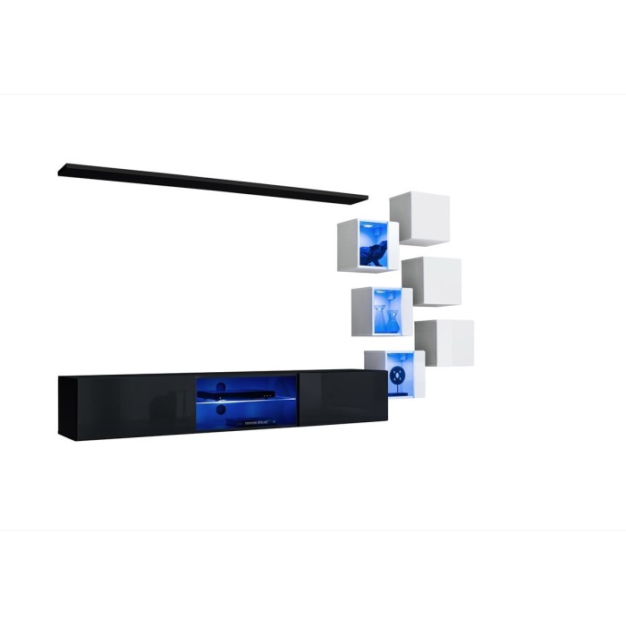 Ensemble meubles de salon SWITCH XXI design, coloris noir et blanc.