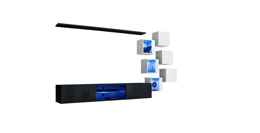 Ensemble meubles de salon SWITCH XXI design, coloris noir et blanc.