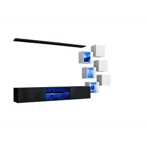 Ensemble meubles de salon SWITCH XXI design, coloris noir et blanc.