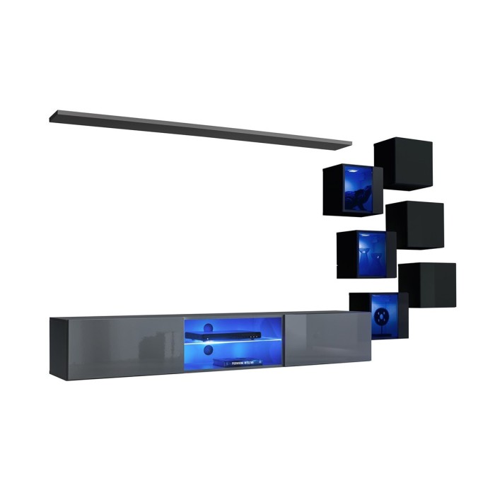 Ensemble meubles de salon SWITCH XXI design, coloris gris et noir.