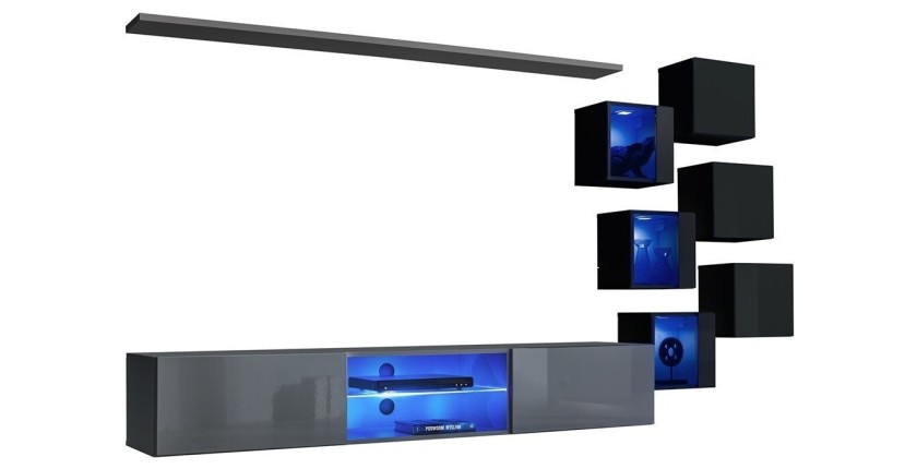 Ensemble meubles de salon SWITCH XXI design, coloris gris et noir.