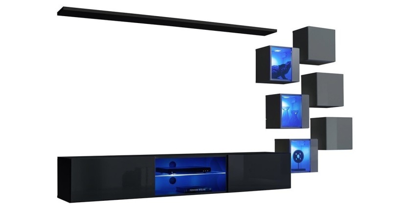 Ensemble meubles de salon SWITCH XXI design, coloris noir et gris.