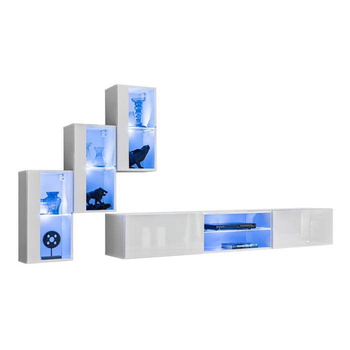 Ensemble meubles de salon SWITCH XXII design, coloris blanc brillant.