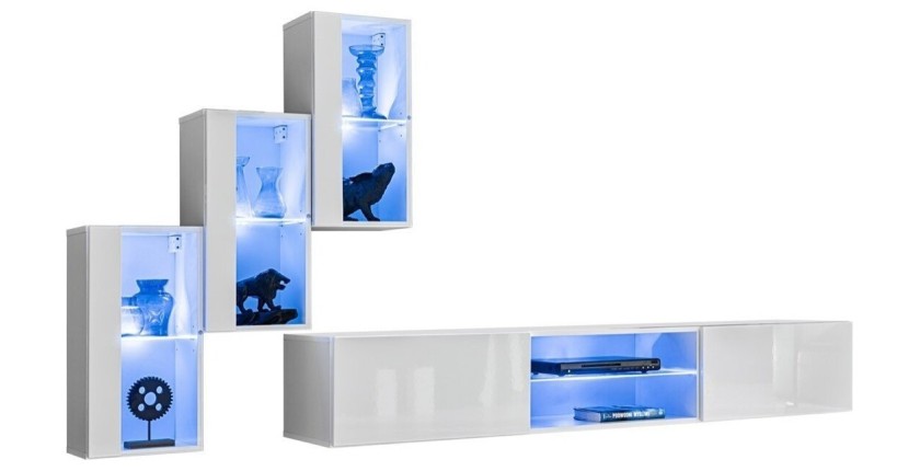 Ensemble meubles de salon SWITCH XXII design, coloris blanc brillant.