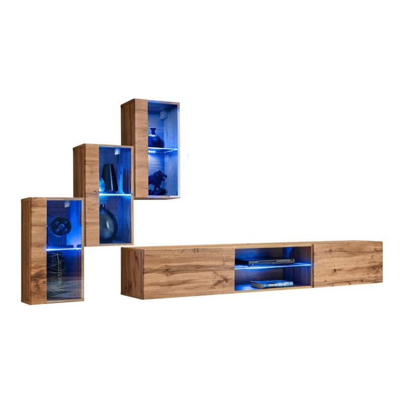 Ensemble meubles de salon SWITCH XXII design, coloris chêne.