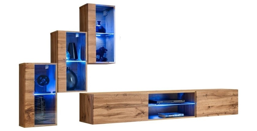 Ensemble meubles de salon SWITCH XXII design, coloris chêne.