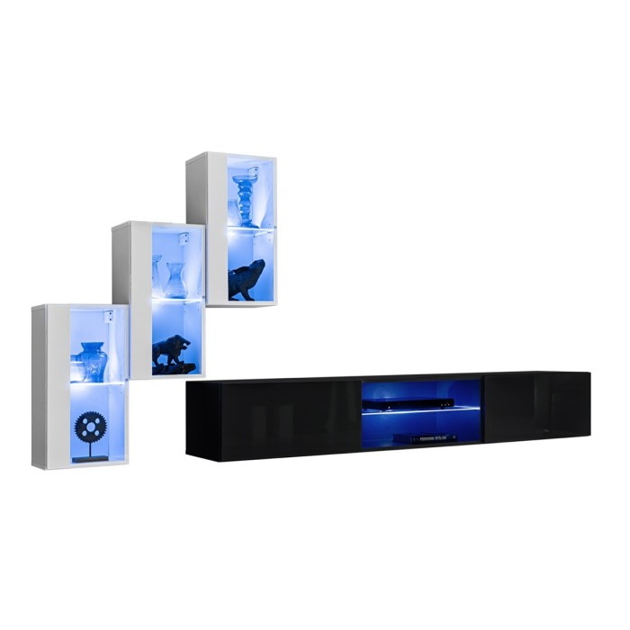 Ensemble meubles de salon SWITCH XXII design, coloris blanc et noir.