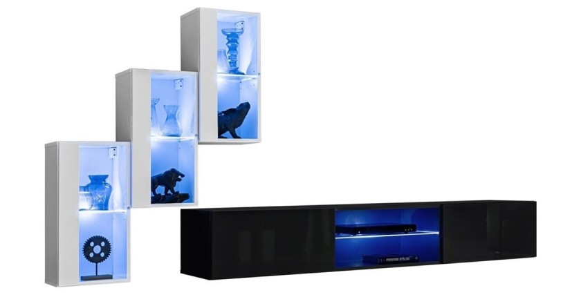 Ensemble meubles de salon SWITCH XXII design, coloris blanc et noir.