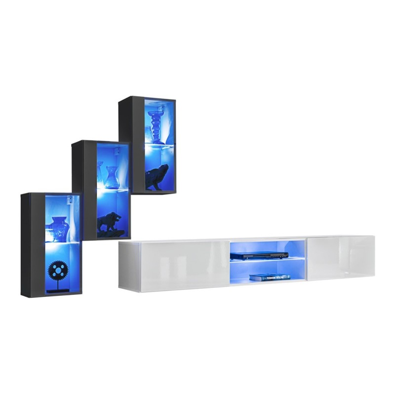 Ensemble meubles de salon SWITCH XXII design, coloris gris et blanc.