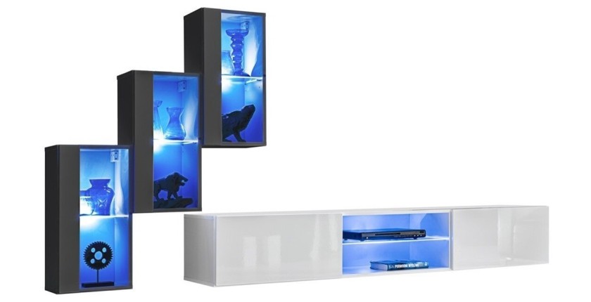 Ensemble meubles de salon SWITCH XXII design, coloris gris et blanc.