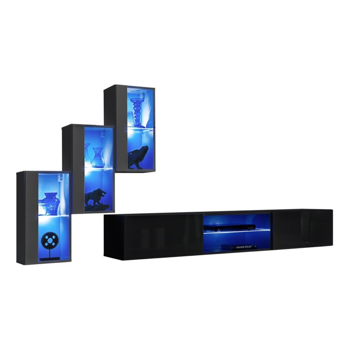 Ensemble meubles de salon SWITCH XXII design, coloris gris et noir.