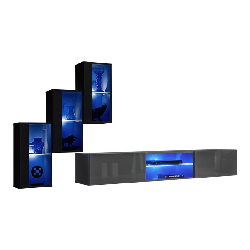 Ensemble meubles de salon SWITCH XXII design, coloris noir et gris.