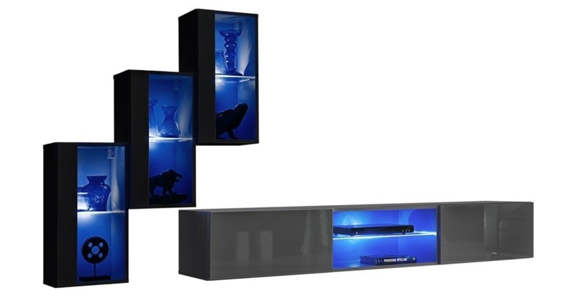 Ensemble meubles de salon SWITCH XXII design, coloris noir et gris.