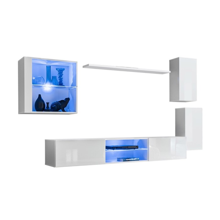 Ensemble meubles de salon SWITCH XXIII design, coloris blanc brillant.