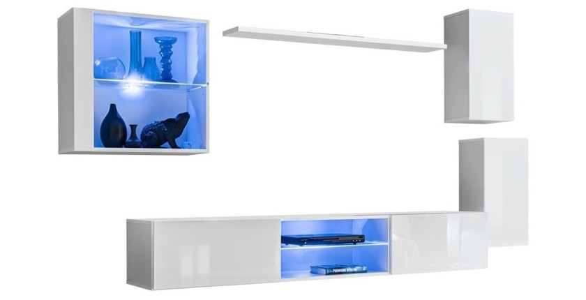 Ensemble meubles de salon SWITCH XXIII design, coloris blanc brillant.