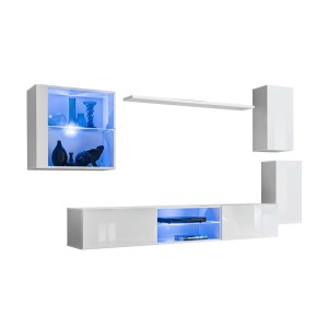 Ensemble meubles de salon SWITCH XXIII design, coloris blanc brillant.