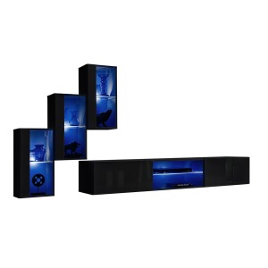 Ensemble meubles de salon SWITCH XXIII design, coloris noir brillant.