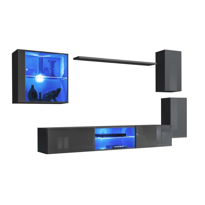 Ensemble meubles de salon SWITCH XXIII design, coloris gris brillant.