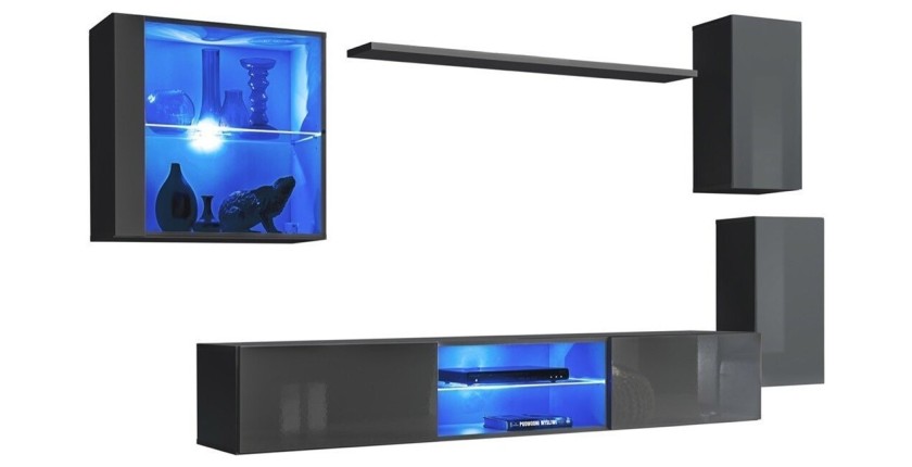 Ensemble meubles de salon SWITCH XXIII design, coloris gris brillant.