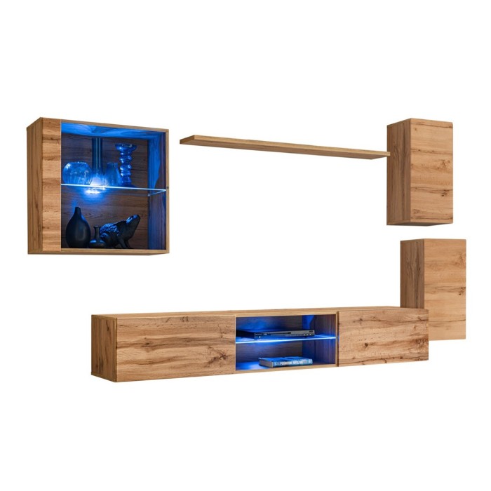 Ensemble meubles de salon SWITCH XXIII design, coloris chêne.